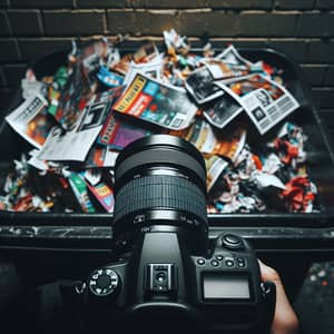 Gritty Urban Photography: Colorful Flyers in Trash Can