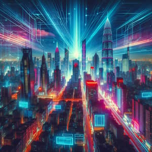 Futuristic Cityscape | Vibrant Neon Colors & Cyberpunk Aesthetics