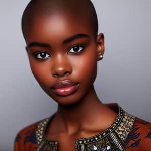 Young Black Woman in Regal African Print Clothing