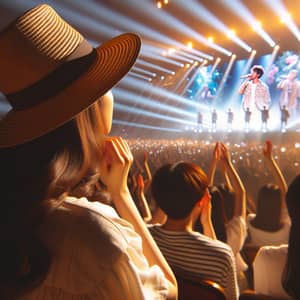 Korean Woman Enjoying Popular K-pop Concert