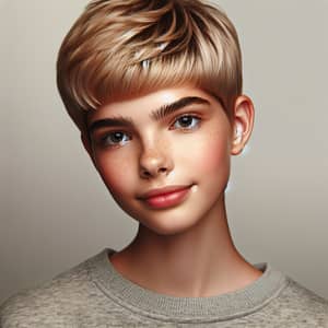 Unique Androgynous Beauty with Short Blond Crew Cut