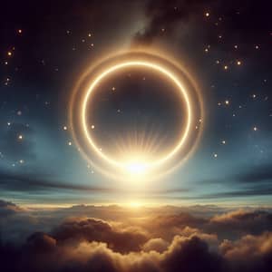 Radiant Halo of Glowing Light in Celestial Twilight Sky