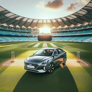 Gray Hyundai Aura Car in Cricket Stadium | Unique Scene