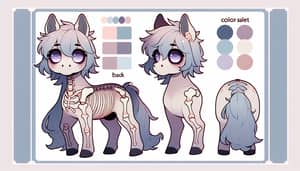 Cute Undead Horse Character Reference Sheet | Chibi-Style Design