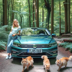 Teal Volkswagen Passat CC in a Beautiful Wooded Scene