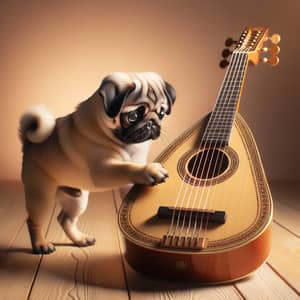 Playful Pug Engaged in Balalaika Game