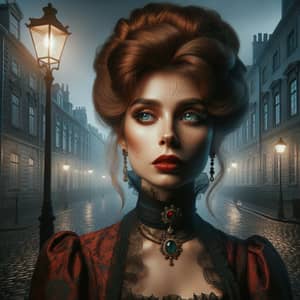 Vintage Streetwalker Portrait | 19th Century Crimson Woman