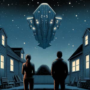 Night Sky Spaceship Mystery | Intriguing Illustration