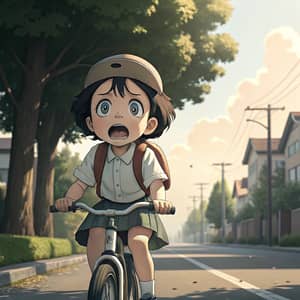 Child Anime Character Riding Bicycle - First Experience