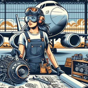 Vector Design for Female Aircraft Engineer