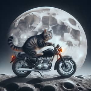 A Cat on a Motorcycle on the Moon