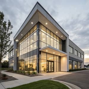 Modern Asymmetrical Office Building Design