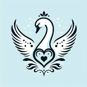 Elegant Swan with Unique Wings and Heart Symbol