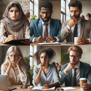 Professional Diverse Group Displaying Worried Expressions