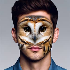 Owl and Human Face Merge with Prominent Cheekbones