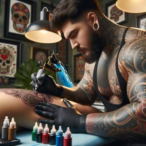 Professional Uzbek Tattoo Artist Creating Intricate Design