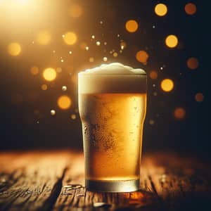 Chilled Glass of Beer on Rustic Wooden Table