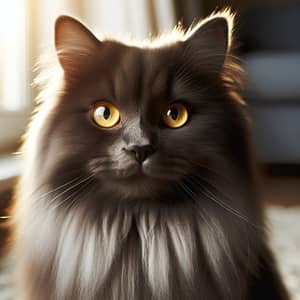 Beautiful Domestic Cat with Intense Yellow Eyes