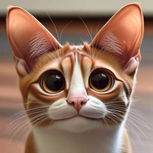 Amusing Close-Up View of a Cat's Face - Orange and White Fur