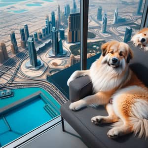 Chill Dog at Burj Khalifa Pool - Relaxing Views