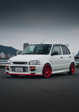 2001 Daihatsu Sirion Tuning: White with Red Accents