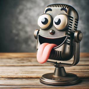 Playful Vintage Microphone with Face