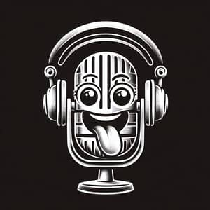 Vintage Microphone Logo with Playful Face