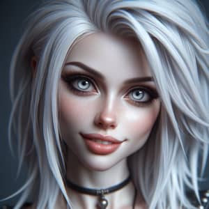 Fantasy Gothic Woman with Striking White Hair