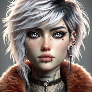 Photorealistic Cyberpunk Woman with White Punk Hair