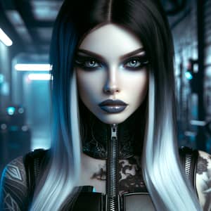 Gothic Cyberpunk Woman with Striking Style | Futuristic Beauty