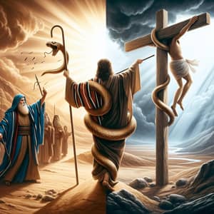 Moses and Jesus Artistic Depiction - Biblical Transformation