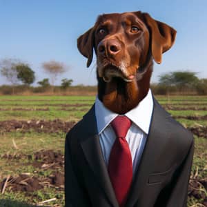 Brown Dog in Stylish Black Suit | Fashionable Canine Attire