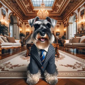 Millionaire Schnauzer Dog in Business Suit | European Mansion