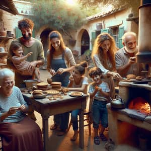 Joyful Extended Family Celebrating New Year with Dessert Preparations