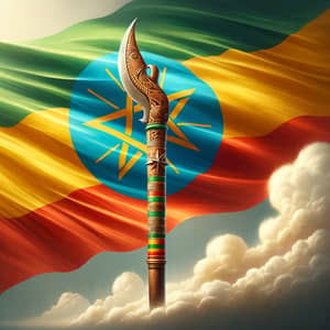 Ethiopian Fano Armi Illustration with Vibrant Flag