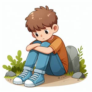 Boy Sitting with Bent Knees