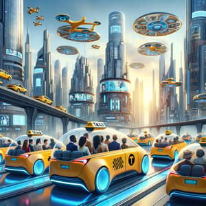 Futuristic Self-Driving Taxis: Skybound Eco-Friendly Transportation