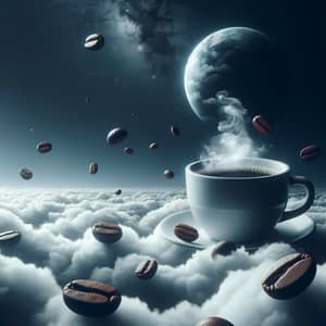 Coffee Beans Floating Amidst the Clouds