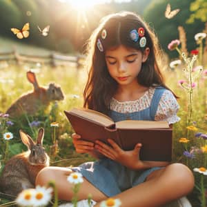 Hispanic Pre-Teen Girl Enjoying a Relaxing Summer Day in a Meadow