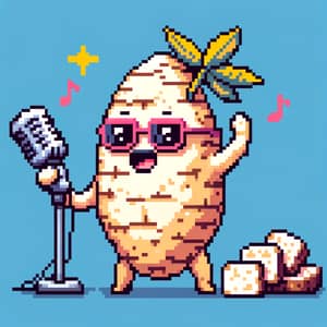 Pixel Art Icon of Cassava Singing at Karaoke