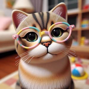 Adorable Asian Cat Wearing Cute Glasses