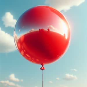 Vibrant Red Balloon Floating in Clear Azure Sky