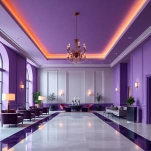 Elegant Purple Hotel Lobby Design