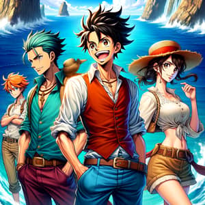 Adventure Anime Series Illustration with Daring Explorers