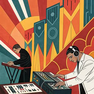 Lorenzo Mattotti's Art Deco Electronic Music Illustration