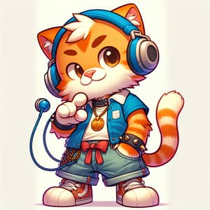 Fun Ginger Cat DJ Fursona with Headphones