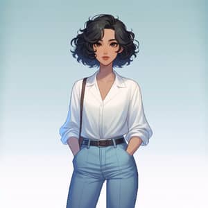 Fantasy Avatar Illustration with Medium-Height Woman in Smart Casual Attire