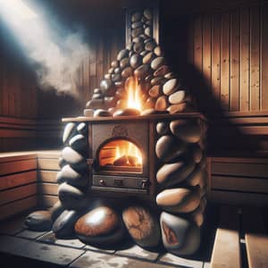 Traditional Finnish Sauna with Hot Stone Stove