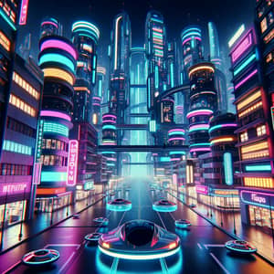 Futuristic Cityscape Night Lights - Sci-Fi Urban Metropolis