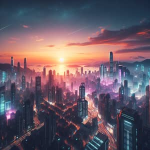 Futuristic Utopian Cityscape at Sunset | Architectural Photography